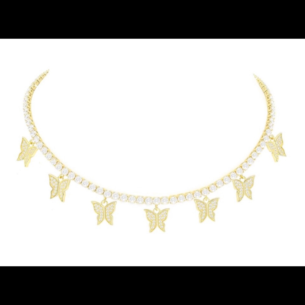 cubic zirconia butterfly necklace